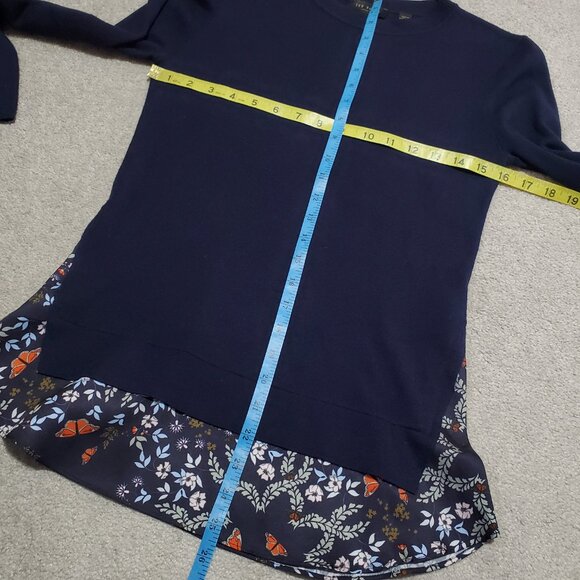 TED BAKER Sidni Kyoto Garden Layer Sweater Twofer Cashmere Blend Womens 1, Small - Picture 13 of 14